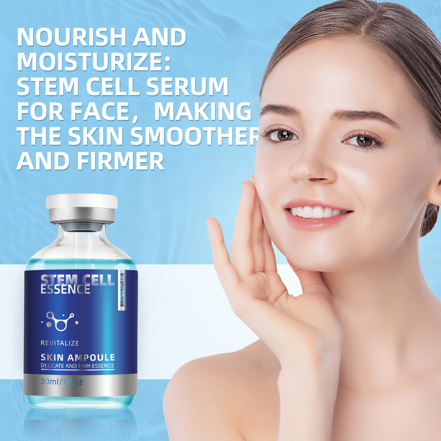 1fl.oz Stem Cell Serum, Face Serum for Firm and Hydrate Light Beige, Deeply Nourish Light Beige, Suitable for All Types Light Beige