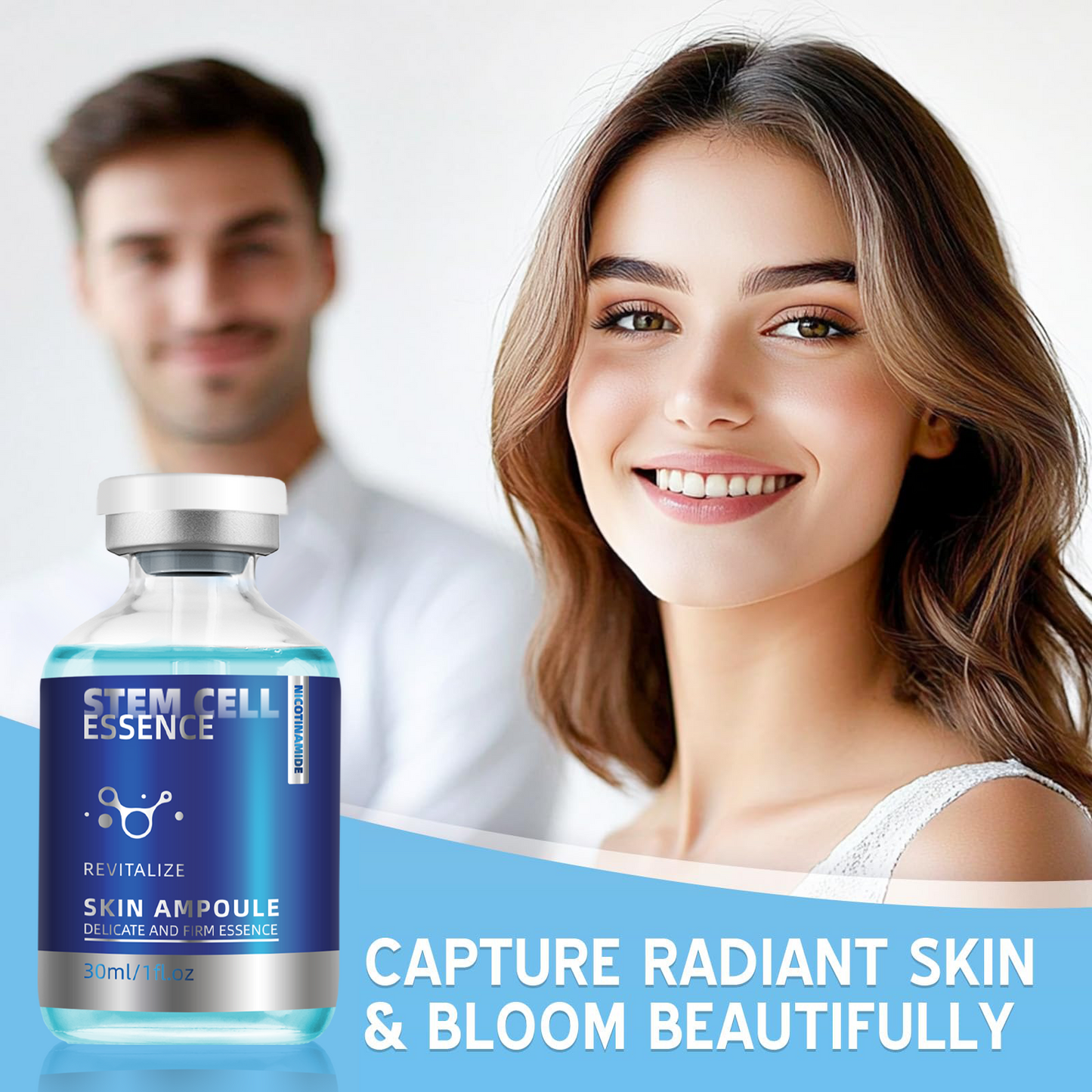 1fl.oz Stem Cell Serum, Face Serum for Firm and Hydrate Light Beige, Deeply Nourish Light Beige, Suitable for All Types Light Beige