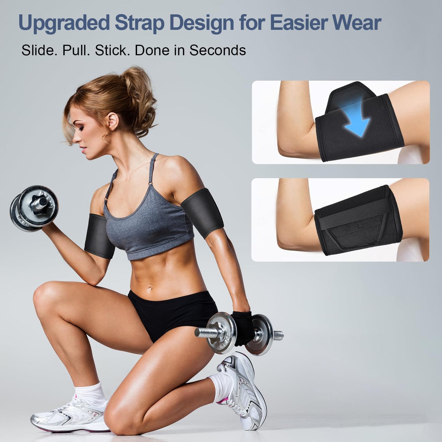 Women's Arm Trimmers for Flabby Arms, 2 Pack Sauna Arm Shaper Compression Sleeves, Slimming Sweat Bands for Workout, Toning & Fat Burning Support, Adjustable Arm Slimmers for Women Gym Fitness