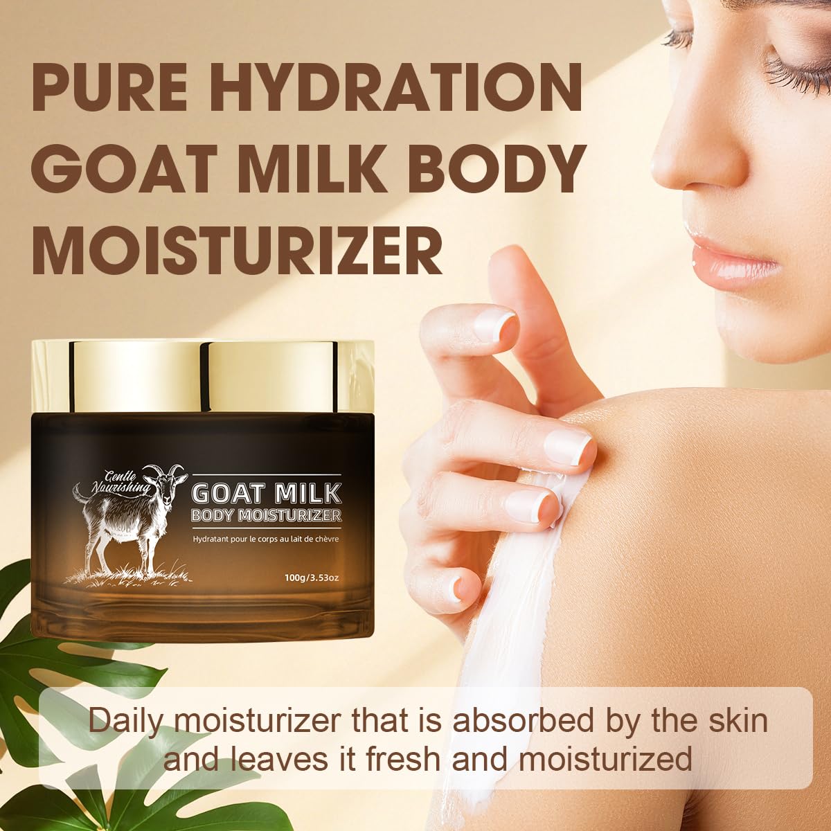 Goat Milk Lotion - Whipped Body Butter Cream with Goat Milk - Deeply Moisturizes, Softens Skin - Natural & Gentle for All Skin Types, 3.53 oz