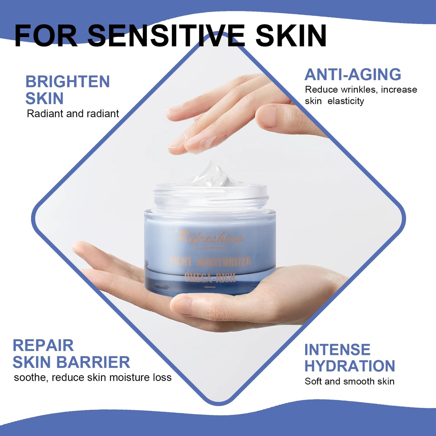 Midnight Recovery Omega Botanical Night Cream, Anti-Wrinkle Face Moisturizer with Omega 3, Omega 6, Vitamin C & Hyaluronic Acid, Plumps & Replenishes Skin Barrier – 1.7 fl oz