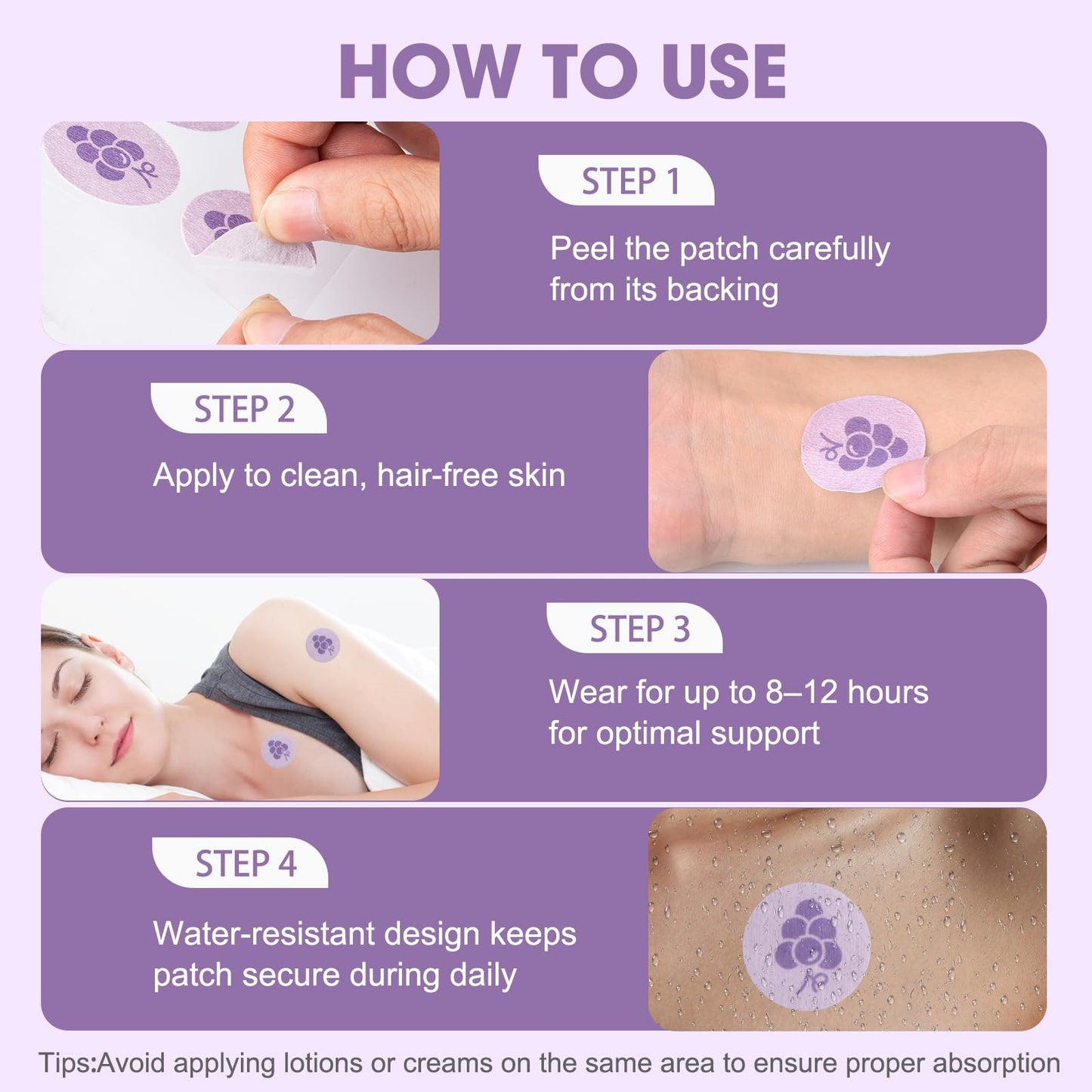NAD Patches for Women | NAD+ Plus Patche – 32 Count | Vegan, Skin-Friendly Daily Patches with Gradual Release Design | 8-Hour Wear | Latex-Free & Water-Resistant