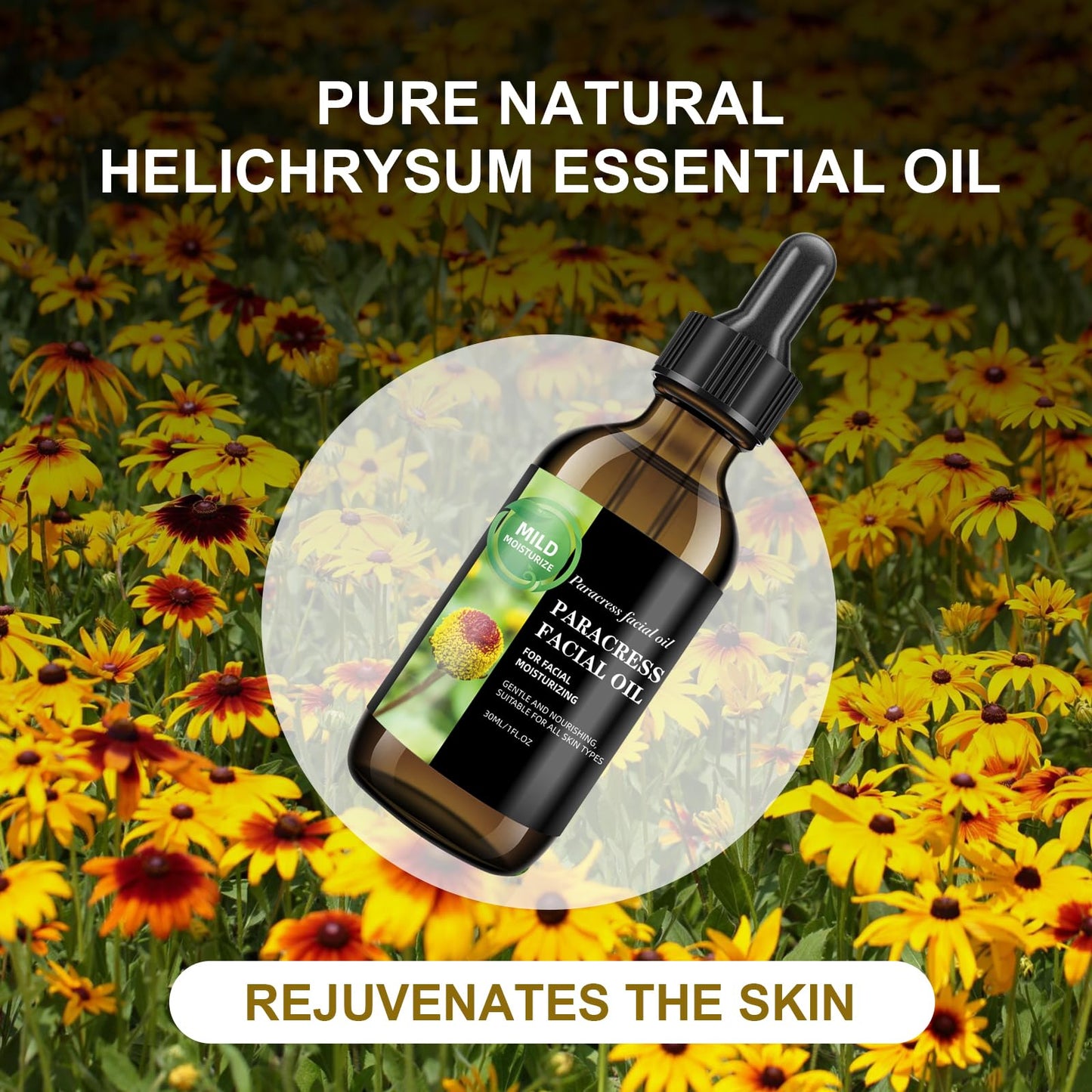 Paracress Facial Oil with Helichrysum Essential Oil – 100% Natural Anti-Aging Formula for Wrinkle Reduction, Firming & Hydration – Moisturizing Face Oil for Radiant, Youthful Skin – 30ML 1 fl. oz