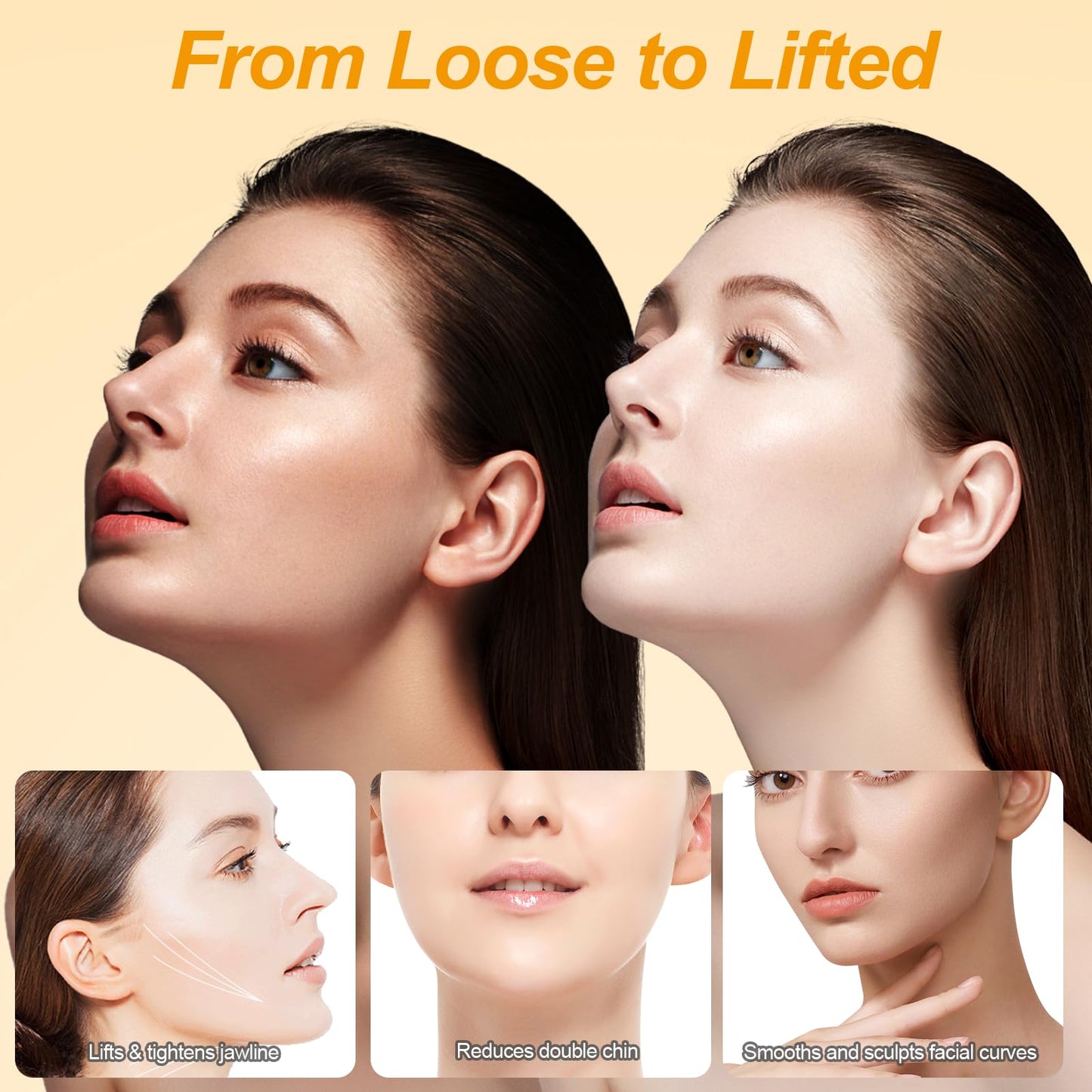 V Line Lifting Mask with Ear-Friendly Design, Chin Strap for Sleeping, U-Shaped Pad for Double Chin Support, Reusable V Shaped Face Slimming Strap for Women Jawline Lifting Belt