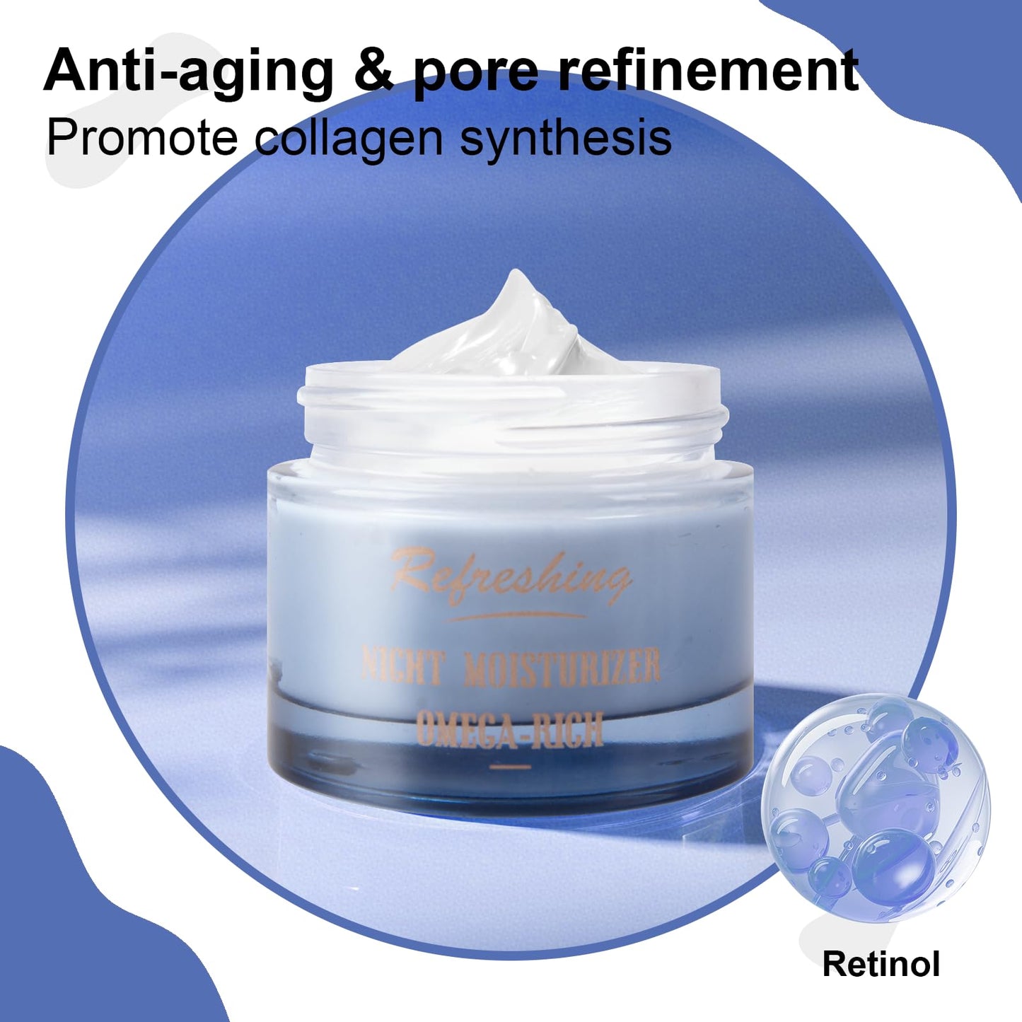 Midnight Recovery Omega Botanical Night Cream, Anti-Wrinkle Face Moisturizer with Omega 3, Omega 6, Vitamin C & Hyaluronic Acid, Plumps & Replenishes Skin Barrier – 1.7 fl oz