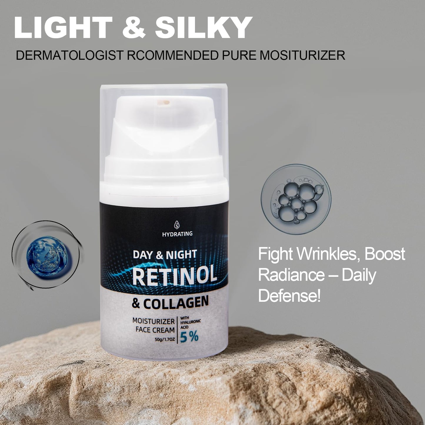 Advanced Retinol Night Cream with Peptides & Hyaluronic Acid – Anti-Aging Face Moisturizer for Fine Lines, Wrinkles & Dark Spots – Firming, Hydrating & Brightening Skincare, 1.7 fl oz