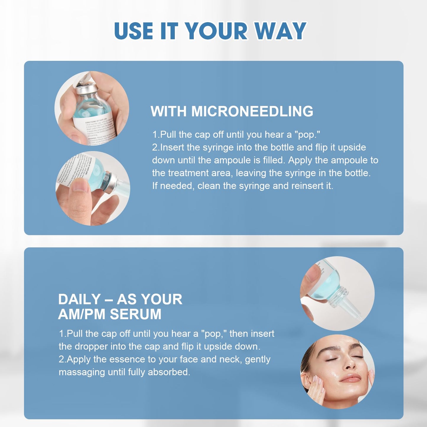 Stem Cell Serum for Face, Microneedling Serum Ampoule for Anti-Aging, Wrinkle & Scar Removal, Hydrating Facial Serum to Use with and Without Micro Needling for Smooth, Rejuvenated Skin, 1.2 Fl Oz