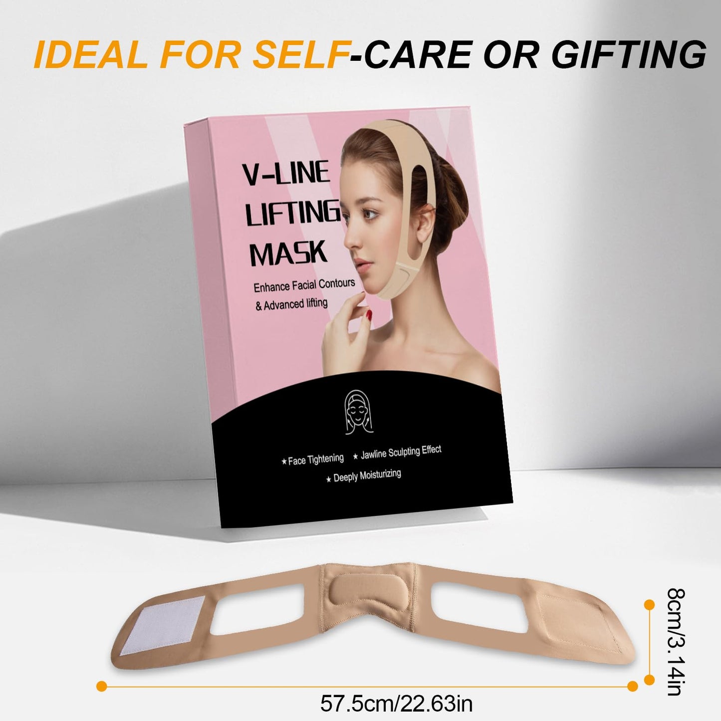 V Line Lifting Mask with Ear-Friendly Design, Chin Strap for Sleeping, U-Shaped Pad for Double Chin Support, Reusable V Shaped Face Slimming Strap for Women Jawline Lifting Belt