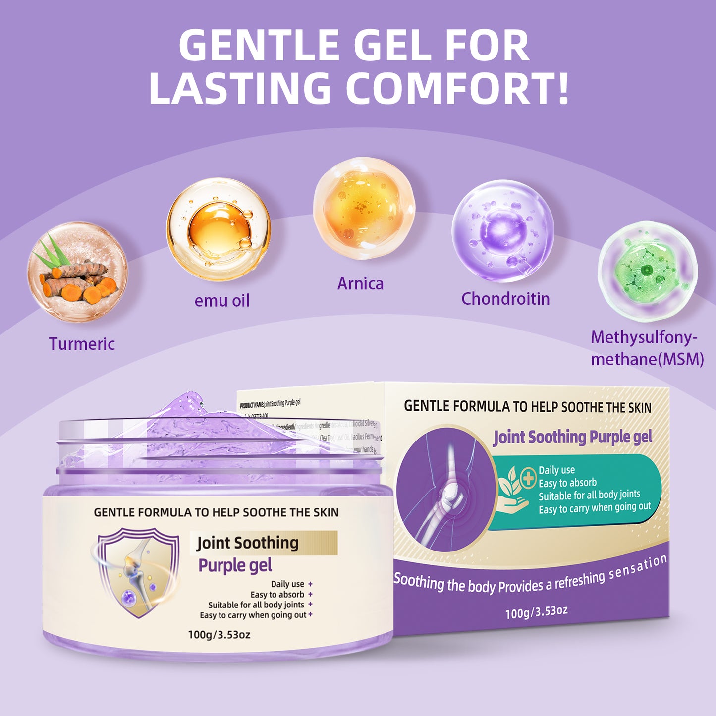 Joint Pain Gel Purple Gel Moisturizing Cream for Knees, Neck, Feet, Hand Whole Body