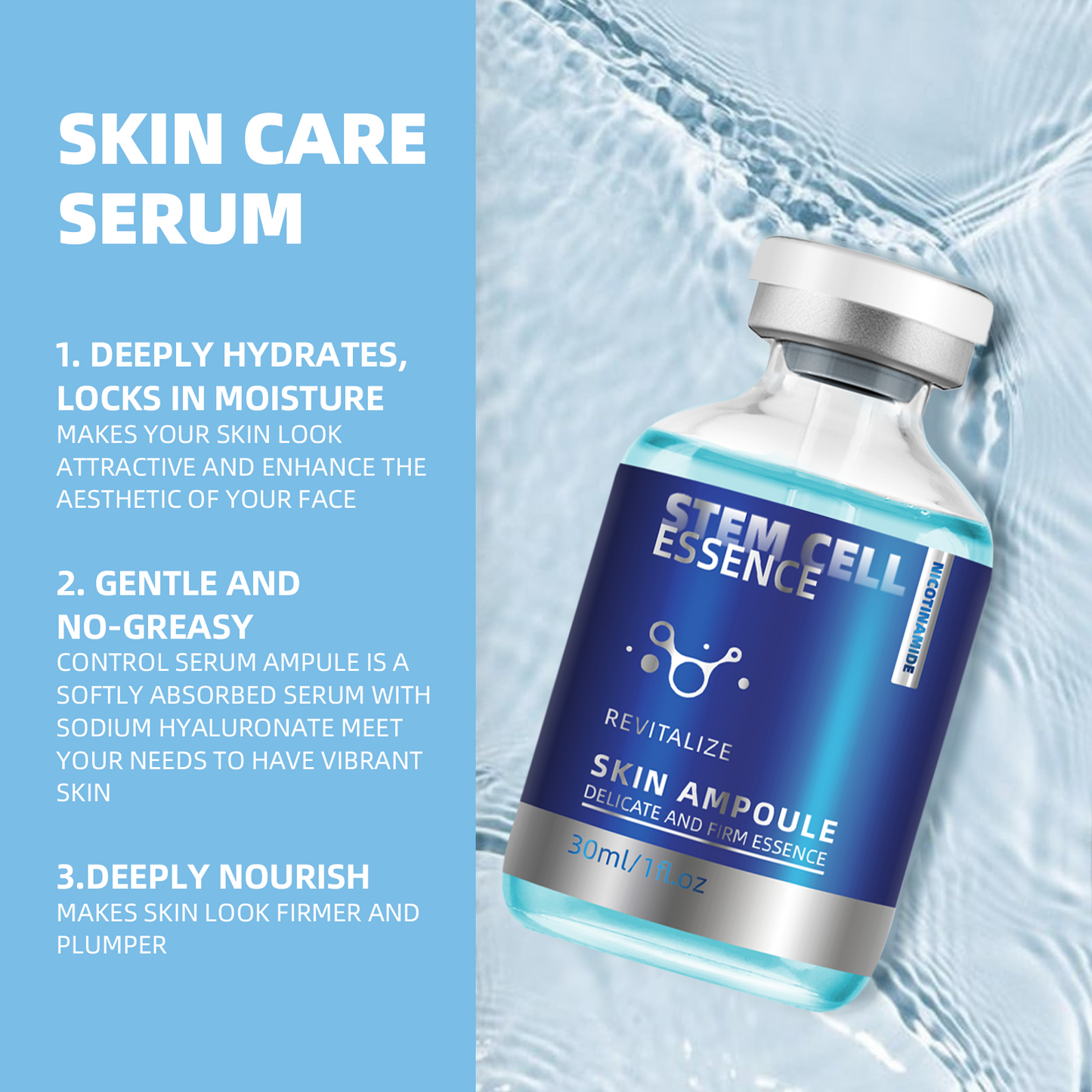 1fl.oz Stem Cell Serum, Face Serum for Firm and Hydrate Light Beige, Deeply Nourish Light Beige, Suitable for All Types Light Beige