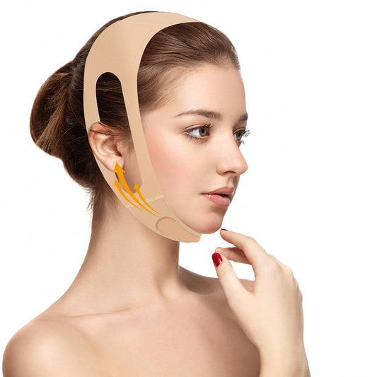 V Line Lifting Mask with Ear-Friendly Design, Chin Strap for Sleeping, U-Shaped Pad for Double Chin Support, Reusable V Shaped Face Slimming Strap for Women Jawline Lifting Belt