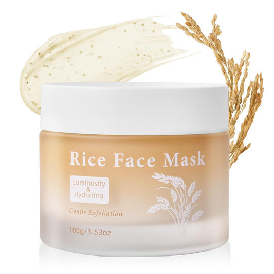 Rice Mask 3.53 OZ, Gentle Exfoliating Wash Off Facial Mask for Dull, Rough Skin, Pore Clearing, Remove Dead Skin Cells for All Skin Types