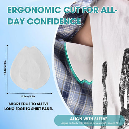 Armpit Sweat Pads, Underarm Sweat Pads for Women and Men [10 PCS], Sweat Pads for Under Arms with Waterproof & Absorbent Cotton, Extra-Wide, No-Glue Surface, Leak-Proof Comfort Fit