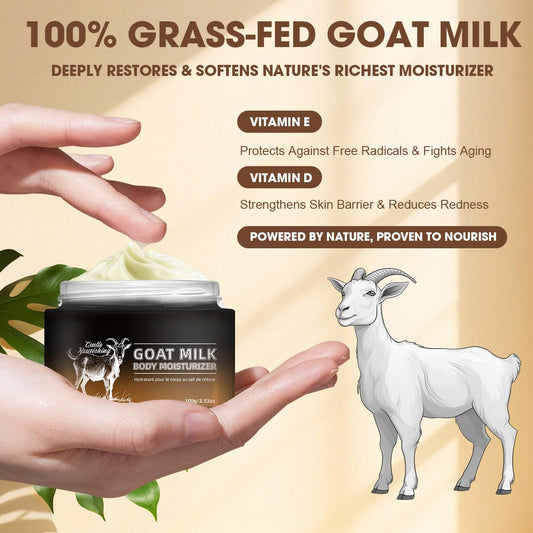 Goat Milk Lotion - Whipped Body Butter Cream with Goat Milk - Deeply Moisturizes, Softens Skin - Natural & Gentle for All Skin Types, 3.53 oz
