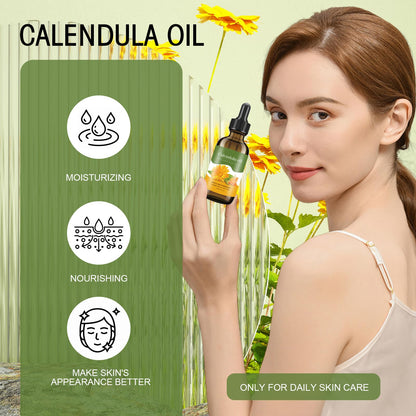 Calendula Oil for Skin - 100% Natural Calendula Carrier Oil for Anti-Aging, Moisturizing, Wrinkle Reduction, & Skin Firming | Perfect Natural Skin Moisturizer (1 Fl Oz)