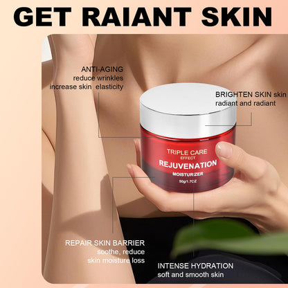 Triple Power Anti-Aging Moisturizer – Retinol, Hyaluronic Acid, Vitamin C, Niacinamide – Wrinkle Reduction, Firming, Brightening & Deep Hydration for Younger-Looking Skin, 1.7 Oz