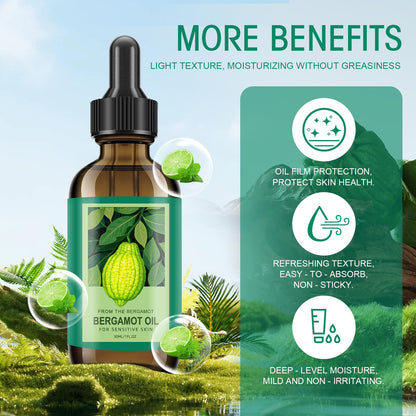 Bergamot Essential Oil for Skin - 100% Natural Bergamot Oil for Anti-Aging, Moisturizing, Wrinkle Reduction, & Skin Firming | Perfect Natural Skin Moisturizer (1 Fl Oz)