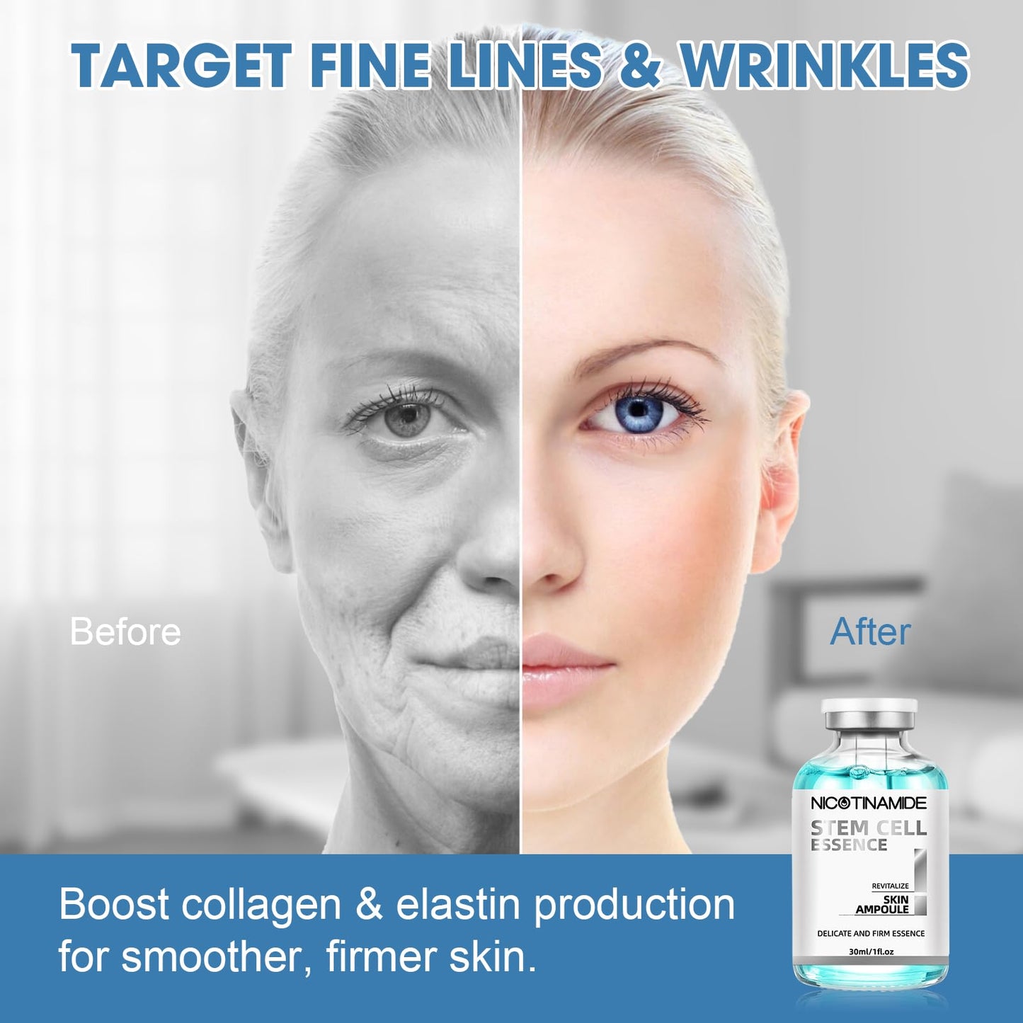 Stem Cell Serum for Face, Microneedling Serum Ampoule for Anti-Aging, Wrinkle & Scar Removal, Hydrating Facial Serum to Use with and Without Micro Needling for Smooth, Rejuvenated Skin, 1.2 Fl Oz