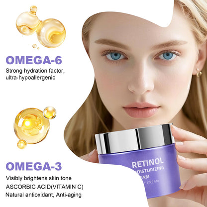 Retinol & Hyaluronic Acid Night Cream, Anti-Aging Face Moisturizer，Anti-Aging Retinol Face Cream for Women, Firms Skin to Fight Fine Lines, Wrinkles & Dark Spots, 1.7 oz