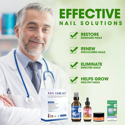 Toenail Fungus Treatment Extra Strength Kit - Complete 4-Step System with Nail Cleansing Solution, Care Oil, Care Cream & Nail Patches, For Ingrown Toenail Treatment & Nail Growth