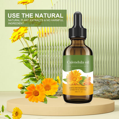 Calendula Oil for Skin - 100% Natural Calendula Carrier Oil for Anti-Aging, Moisturizing, Wrinkle Reduction, & Skin Firming | Perfect Natural Skin Moisturizer (1 Fl Oz)