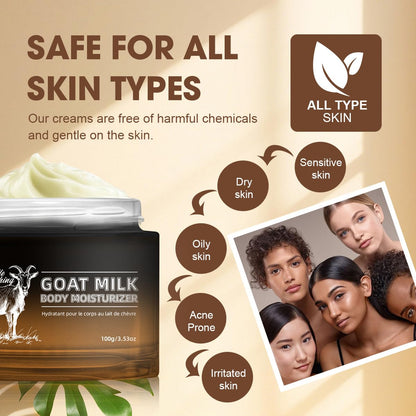 Goat Milk Lotion - Whipped Body Butter Cream with Goat Milk - Deeply Moisturizes, Softens Skin - Natural & Gentle for All Skin Types, 3.53 oz