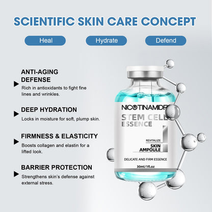 Stem Cell Serum for Face, Microneedling Serum Ampoule for Anti-Aging, Wrinkle & Scar Removal, Hydrating Facial Serum to Use with and Without Micro Needling for Smooth, Rejuvenated Skin, 1.2 Fl Oz