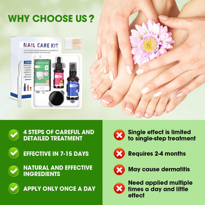 Toenail Fungus Treatment Extra Strength Kit - Complete 4-Step System with Nail Cleansing Solution, Care Oil, Care Cream & Nail Patches, For Ingrown Toenail Treatment & Nail Growth