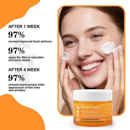 Vitamin C + Peptide Brightening Moisturizer | 3% Stabilized Vitamin C & Multi-Peptide Complex | Hydrating Anti-Aging Face Cream for Radiance, Firmness & Wrinkle Repair | Vegan, Fragrance-Free, 1.7 oz