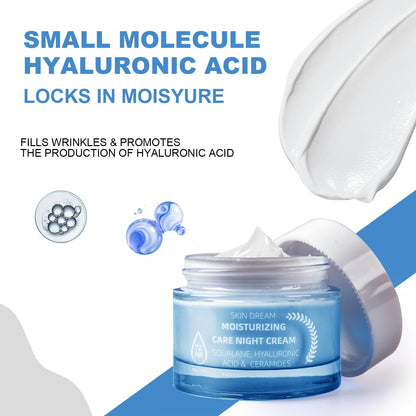 Ultra Hydrating Night Cream, Anti-Aging Face Moisturizer with Hyaluronic Acid, Aloe Vera & Green Tea, Nourishing Overnight Repair Cream for Fine Lines & Wrinkles, 2 oz