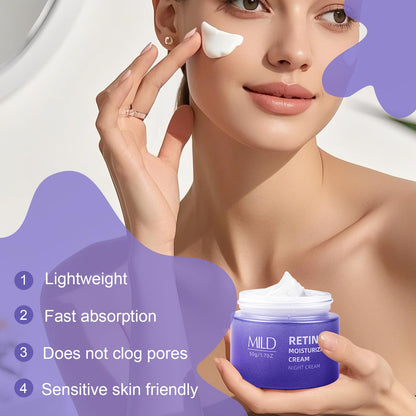 Retinol & Hyaluronic Acid Night Cream, Anti-Aging Face Moisturizer，Anti-Aging Retinol Face Cream for Women, Firms Skin to Fight Fine Lines, Wrinkles & Dark Spots, 1.7 oz