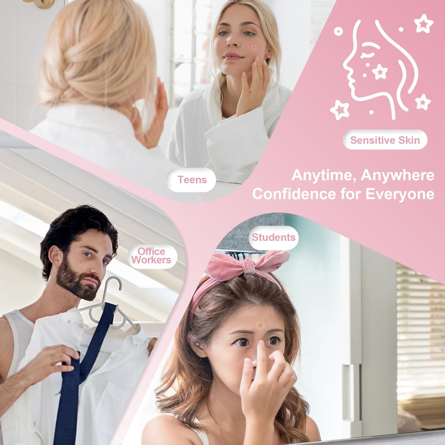 Pimple Patches Set with Microdart Pimples Patche and Hydrocolloid Patch – 3-Step Acne Kit for Fast Blemish Removal, Blackhead Extractor Tools, Zit Patches for Face